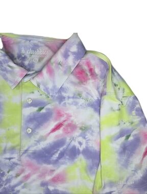 Chubbies Mens The Weekend Has Arrived Tie-Dye Polo Shirt Size XL Embroidered